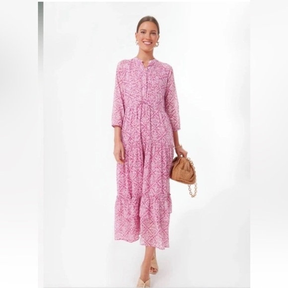 Banjanan Sachet Bazaar Maxi Dress Button Gauze Flowy Tiered Cottage Beach Small - Picture 5 of 14